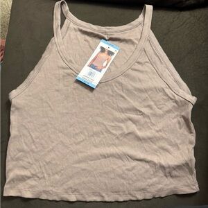 Aeropostale Ribbed Crop Tank Top - Taupe